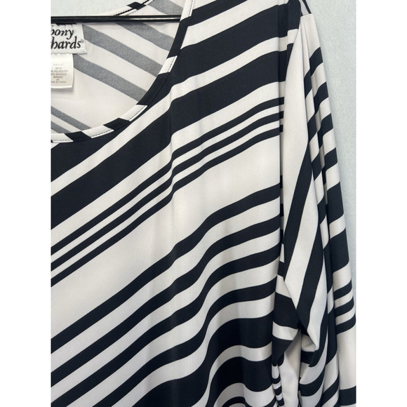 Anthony Richards Womens Black White Striped Tunic Top Blouse Size 3X Vintage - Picture 3 of 11